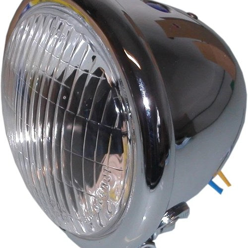 Headlight Round Chrome Complete Spotlight 4.5" Bottom Mount