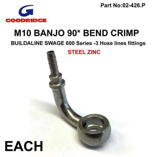 Banjo 90* EX. Swage Plated, Buildaline Swage 600 Series -3, Goodridge S5099-03Z1