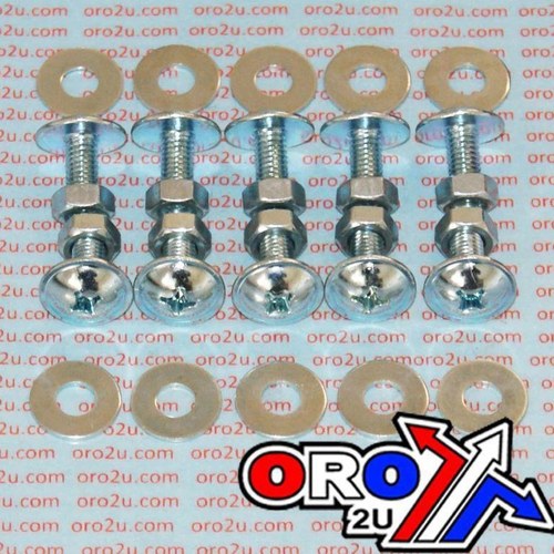 M6 x 13mm Dome Head Chrome Bolt, Nut & Washer Set - Pack Of 10 - 30pcs Kit
