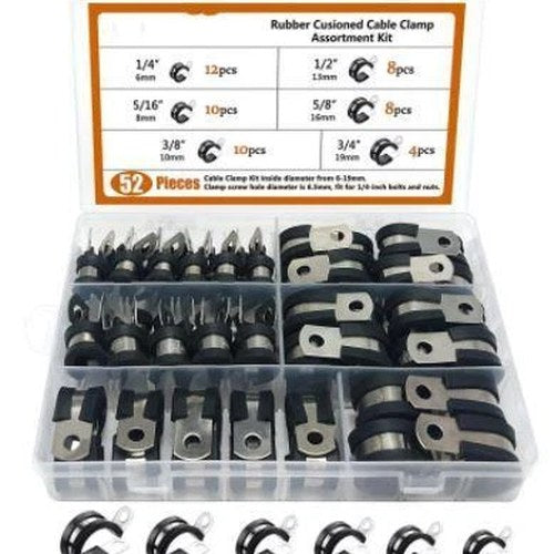 52pcs. Cushion Tube Clamp Kit 6-19, Hose Brake Cluch Clamp / P Clip