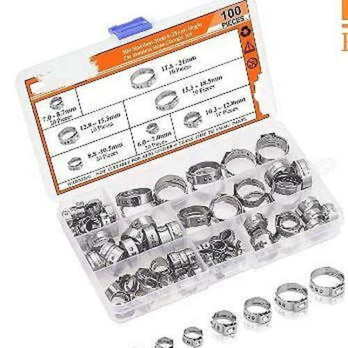 100pcs. Stepless Clamps 6-21mm, fuel line / Hose clamps clips
