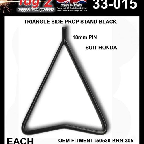 Triangle Side Prop Stand Black, Honda For 18mm OR Bigger Rear Spindles