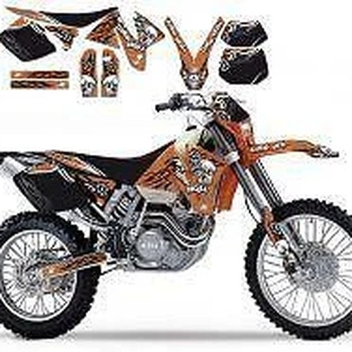 KTM EXC/SX 98-00 Tribal SKULL2 Decal Kit, Blackbird Full Team Kit