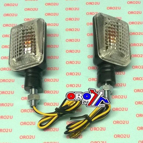 Universal Rectangular Indicators, Clear Lens, Pair, Black Look