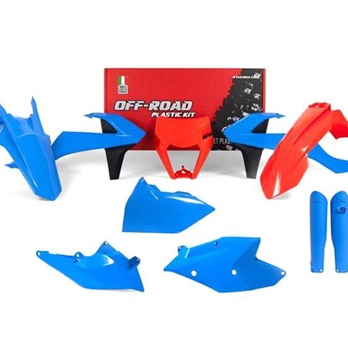 R-TECH ORANGE/BLUE Plastic KIT/7 KTM EXC/EXC-F 250-500 17-19, XC-W 125/150 17-19