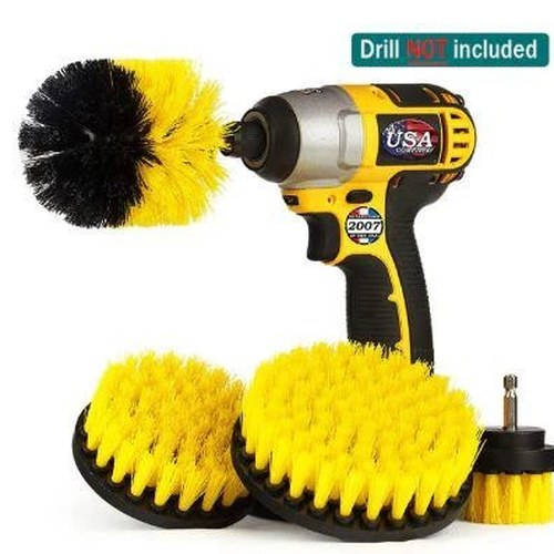 4Pc Heavy Duty Cleaning Brush Set With Drill Attachment