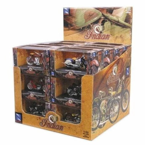 Newray Die Cast Model Indian Assortment, 12 Bike Styles, 24 Pieces, Scale 1:32