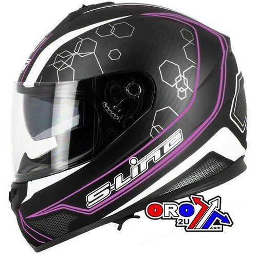 S-LINE Road Helmet Road XL 62 BLACK/PINK, Full Face S440 Double Visor