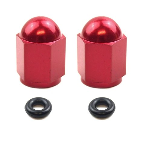 Red Alloy Valve Cap Set