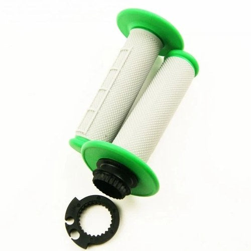 Fir GREY/GRN Soft Half Waffle Lock ON Grip Set Kawa KX250F 04-12, KX450F 06-12