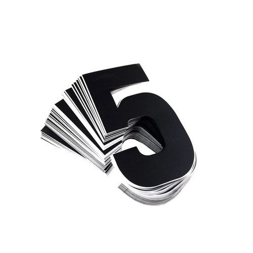 Black 6" Race Numbers - 5 Five, X25, Vinyl Sticker