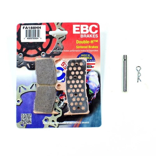Ebc Sintered Brake Pad Set FA188HH with Caliper Pins for select Kawasaki Suzuki
