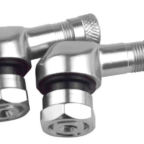 Alum Tubeless Bolt ON Tyre Valve, 10mm x 11.3mm 90� Degree Stem, Silver (PAIR)