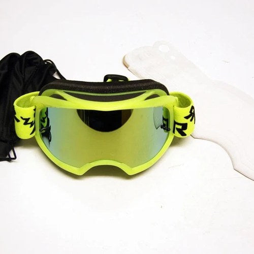 Rnr Colossus Neon Yellow Mirrored Lens, Neon Yellow Goggle, GX68M, Mirrored Lens