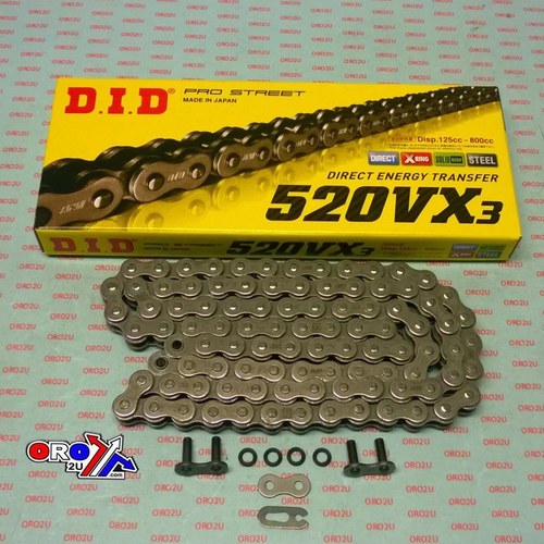 Did Chain 520VX3 X-RING 98L, DID520VX098, Black Chain Links, DID520VX2098 30-806