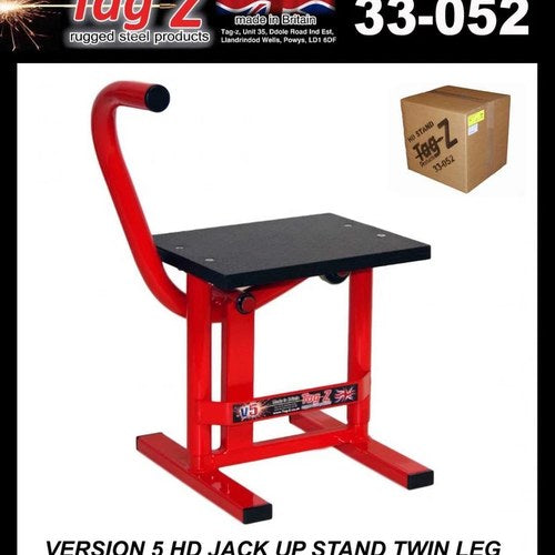 HD JACK-UP-STAND Twin Leg v5, Large Red Stand 440mm High