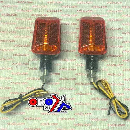 Universal Rectangular Indicators, Orange Lens, Pair, Carbon Look