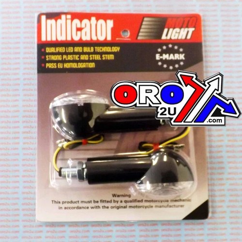 Universal LED Indicators, Clear Lens, E Marked, SET/2, 40mm Stem