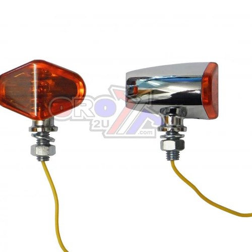 Universal Diamond Indicators, Orange Lens, Pair, Chrome Look