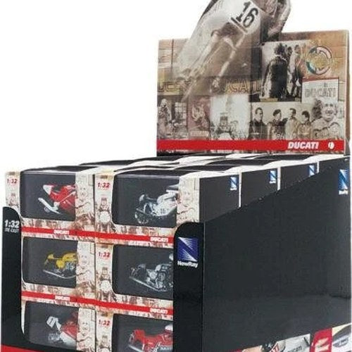 Newray Die Cast Model Ducati Assortment, 12 Styles, 24 Pieces Scale 1:32
