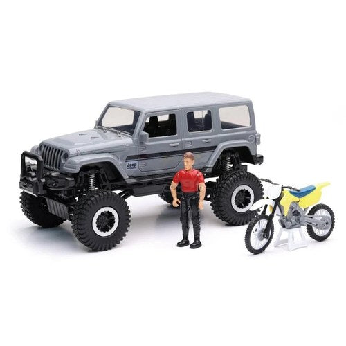 Newray Die Cast Model Big Wheel Sahara Jeep & Dirt Bike Set, Scale 1:18