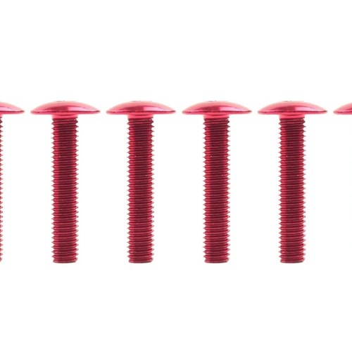 5x25 Anodized Red Alloy Button Head Screw, Pk6