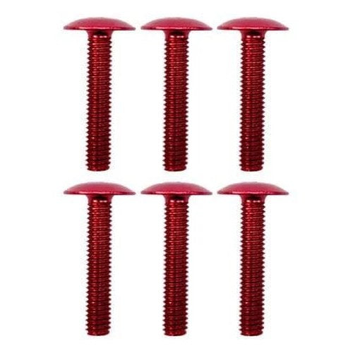6x30 Anodized Red Alloy Button Head Screw, Pk6