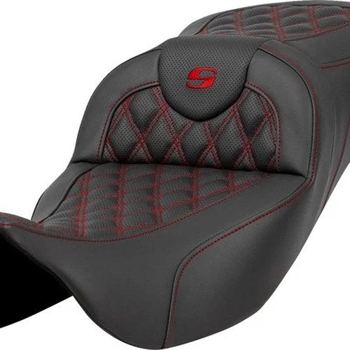 Saddlemen RoadSofa LS Ext. Reach Seat Red Stitch #284776 Harley Davidson