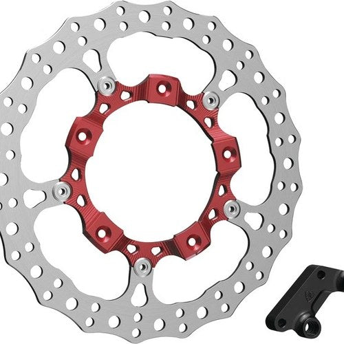 Arlen Ness Big Brake 14" Jagged Floating Brake Rotor Front Right Red #300-007