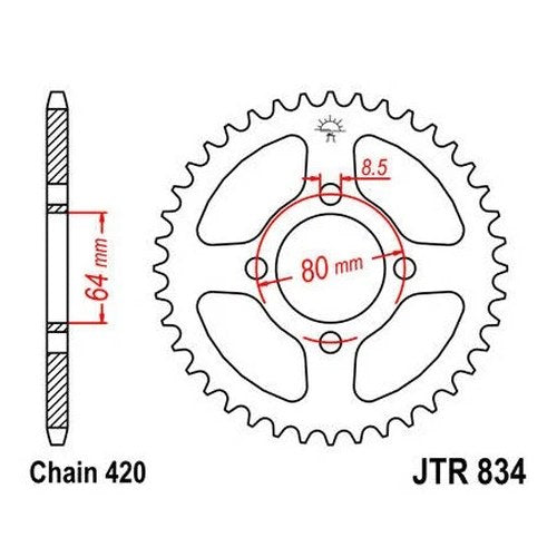 JT Steel Rear Sprocket 420 32T #JTR834.32 Yamaha PW80 Y-Zinger/BW80 Big Wheel