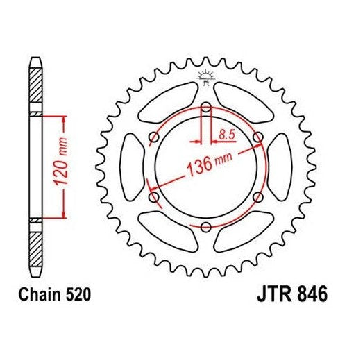 JT Steel Rear Sprocket 520 40T fits Yamaha RZ350 1984-1988