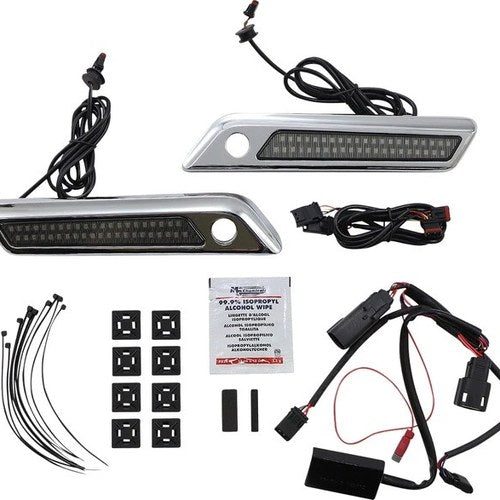 Custom Dynamics LED Saddlebag Dual Color Latch Lights Chrome Smoke #CD-SBL-DC-SC