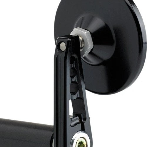Joker Machine Bar End Mirror Round/Straight Stem 3.25" Black