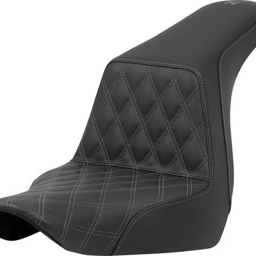 Saddlemen Step-Up LS Seat F. Lattice Green Stitch Black #284726 Harley Davidson