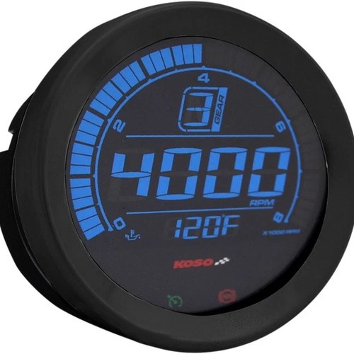 Koso 4" Tachometer Gauge Black #BA051110 Harley Davidson