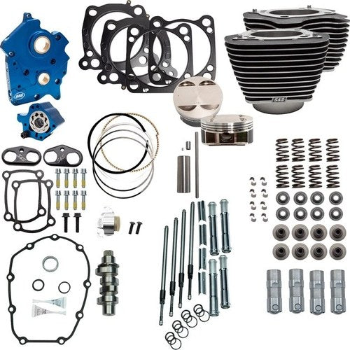 S&S 124" Oil Cooled Power Pack Chain Drive with Highlighted Fins/Chrome Pushrods