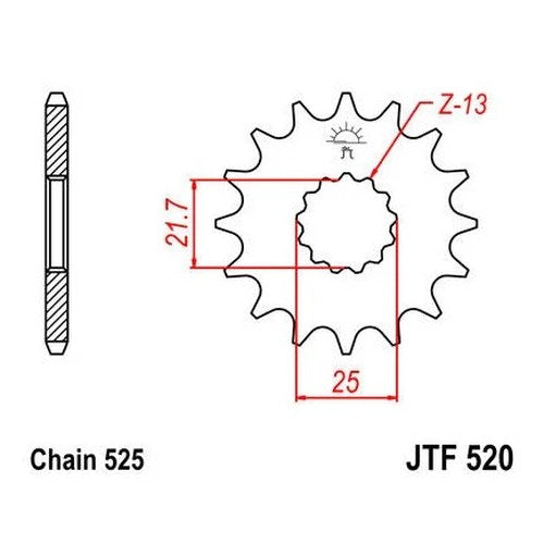 JT Front Sprocket 525 16T #JTF520.16 for Suzuki/Triumph/Kawasaki/Cagiva/Yamaha