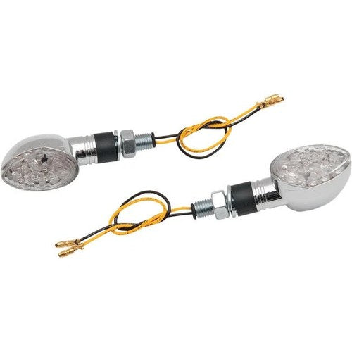 K&S LED Ultra Short Stem Mini-Stalk Oval Marker Light Set Chrome Clear