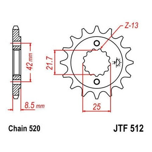JT Front Sprocket 520 15T #JTF512.15 for Kawasaki KLR600 1984-1986