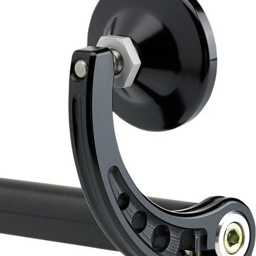 Joker Machine Bar End Mirror Round/Curved Stem 2.25" Black