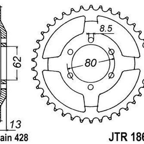 JT Steel Rear Sprocket 428 45T fits Yamaha XT225 2001-2007