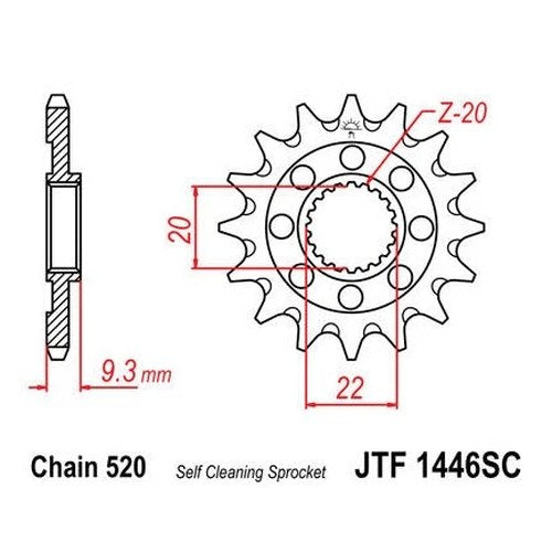 JT Self Cleaning Front Sprocket 520 13T fits Kawasaki KX250F 2006-2016
