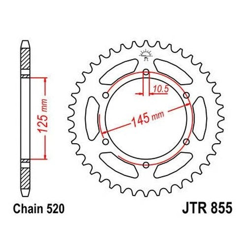 JT Steel Rear Sprocket 520 47T #JTR855.47 for Yamaha DT250 1975-1979