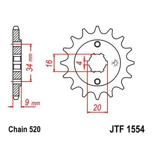 JT Front Sprocket 520 13T #JTF1554.13 Yamaha TT-R230 2005-2015
