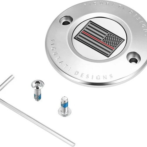 Figurati Designs 2-Hole Timing Cover US Flag Red Line Polished #FD73-TC-2H-SS