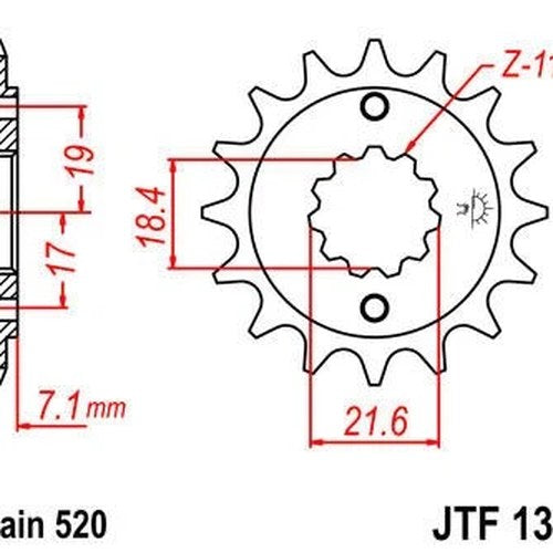 JT Front Sprocket 520 14T for Honda CBR250R/CBR250R ABS/CRF250L/CBR300R/CB300F