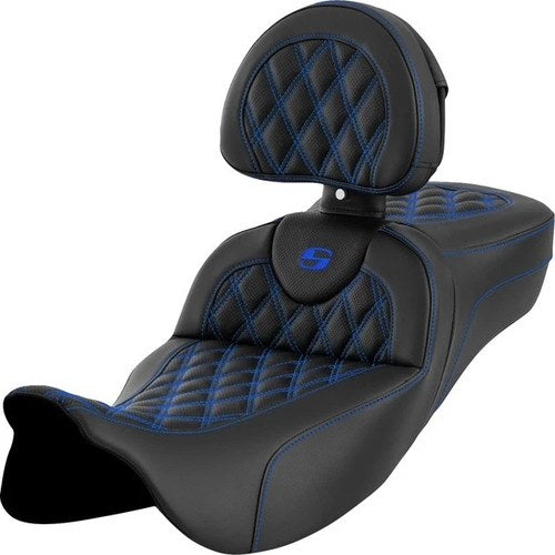 Saddlemen RoadSofa LS Ext. Reach Seat With Backrest Blue Stitch #284799