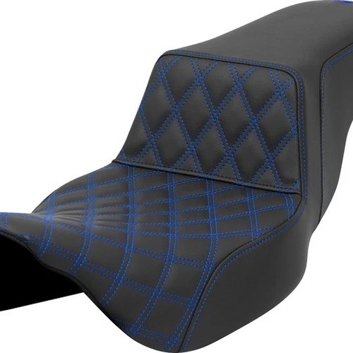 Saddlemen Step-Up LS Ext. Reach Seat F. Lattice Blue Stitch Black #284759