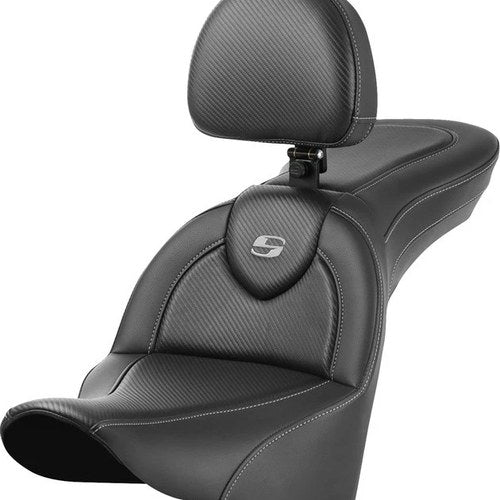 Saddlemen RoadSofa CF Seat With Backrest #285061 Harley Davidson
