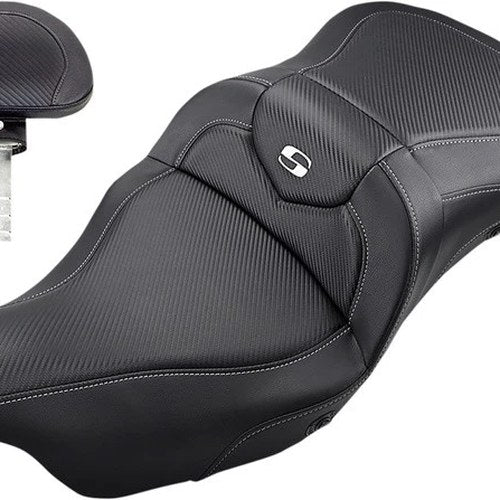 Saddlemen Heated RoadSofa CF Seat With Backrest #283975 Harley Davidson